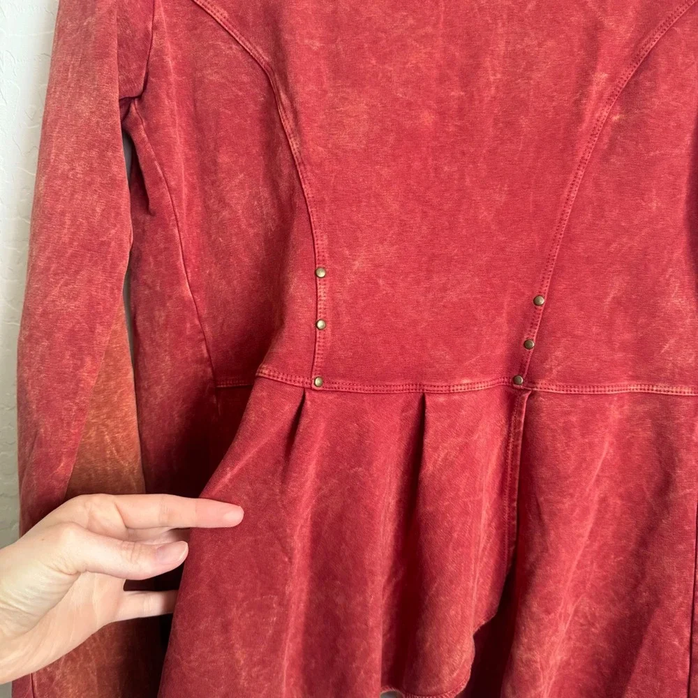 Testimony Los Angeles Rust Mineral Wash French‎ Terry Waterfall Cardigan Small